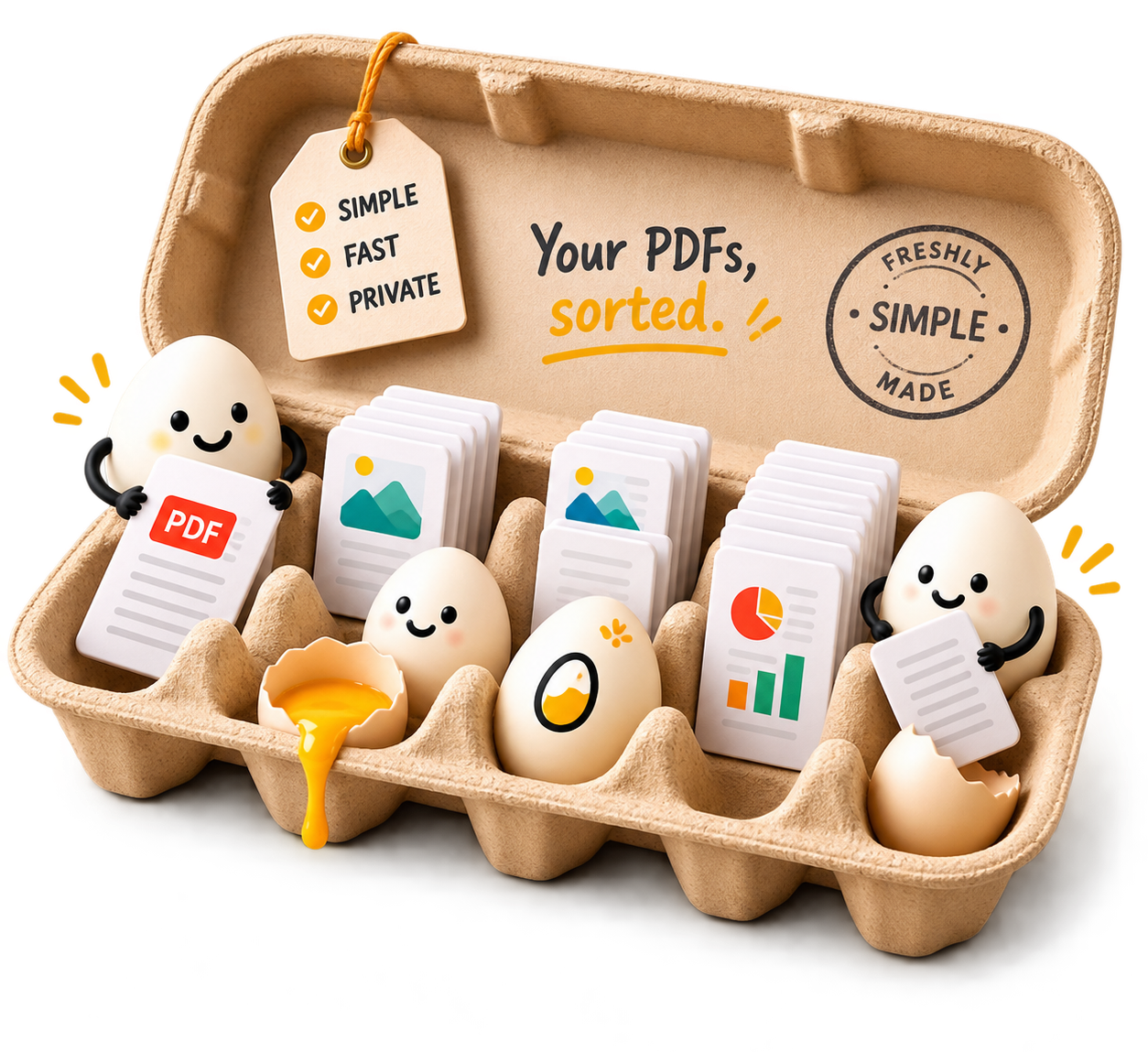 eggPDF tactile carton organizing local PDF tools