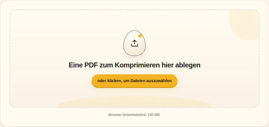 PDF auswählen. Eine PDF zum Komprimieren hier ablegen