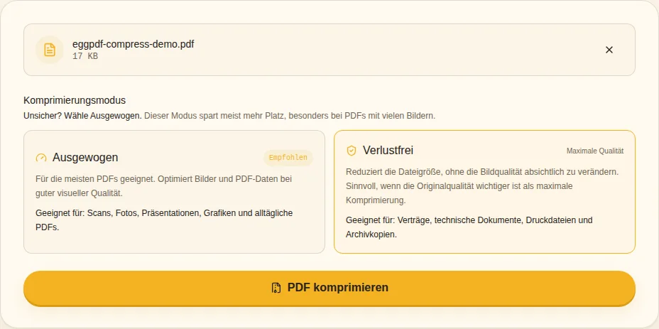 Lokal komprimieren. PDF komprimieren