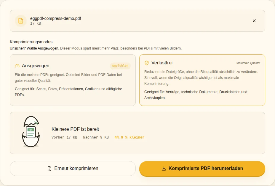Vorher und nachher vergleichen. Vorher / Nachher / PDF ist bereit