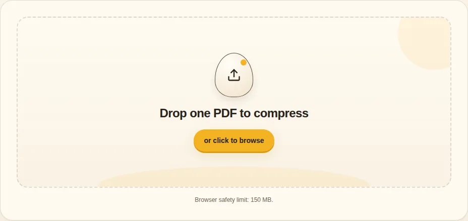 Choose the PDF. Drop one PDF to compress