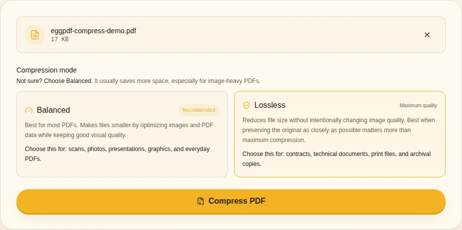 Compress locally. Compress PDF