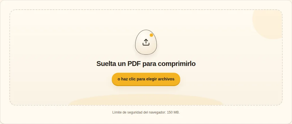 Elegir el PDF. Suelta un PDF para comprimirlo