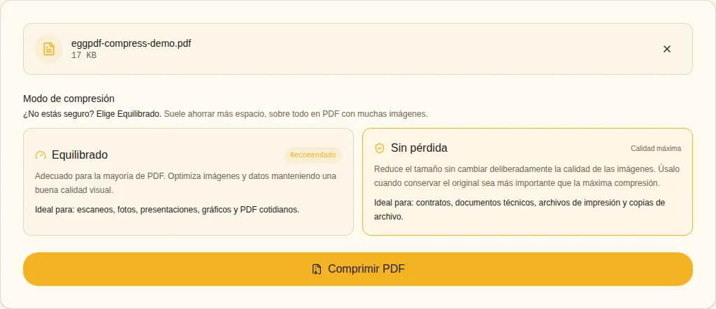 Comprimir localmente. Comprimir PDF