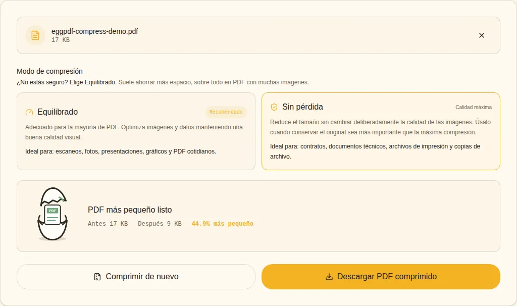 Comparar antes y después. Antes / Después / PDF listo