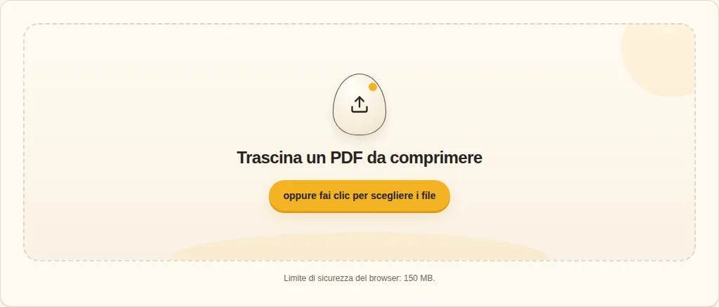 Scegliere il PDF. Trascina un PDF da comprimere