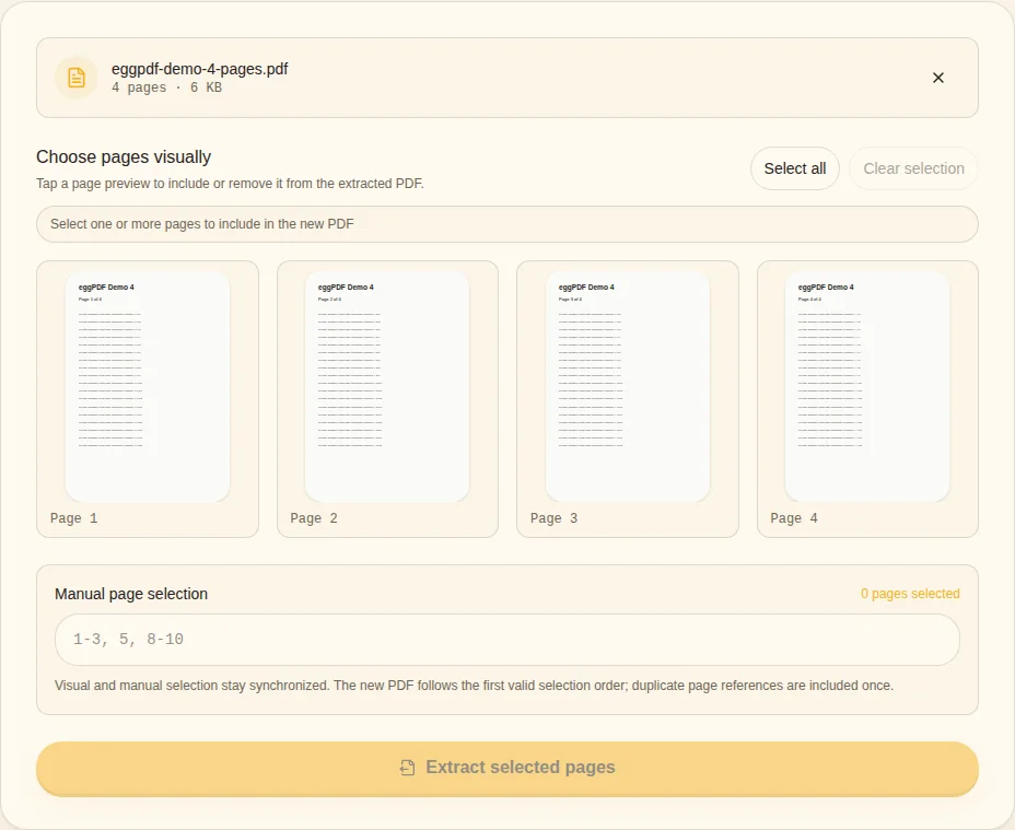 Select pages. Select pages / Page ranges