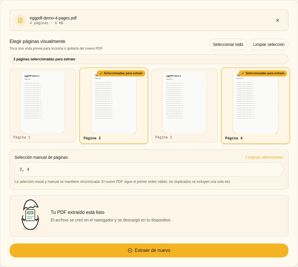 Extraer y verificar. PDF extraído listo