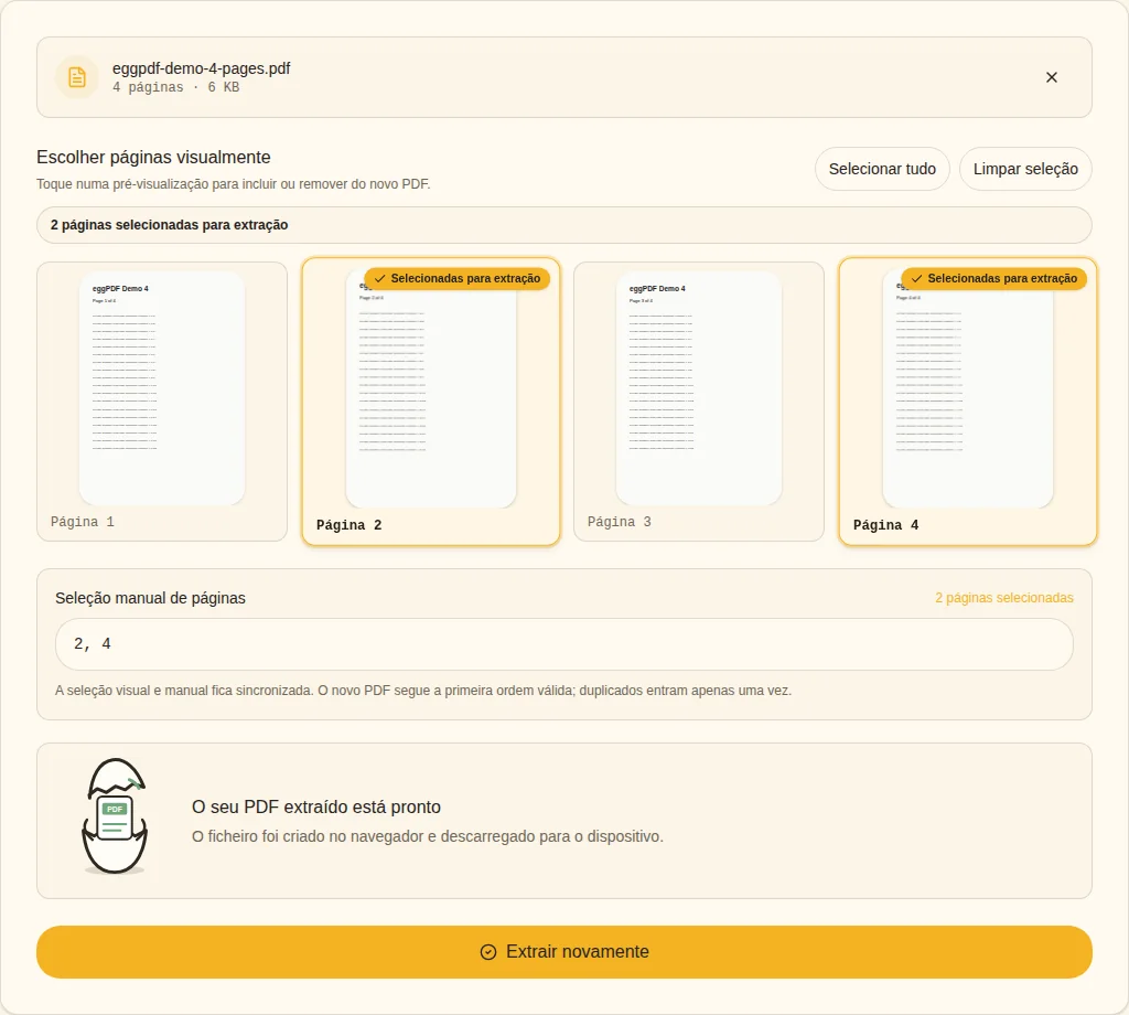Extrair e verificar. PDF extraído pronto