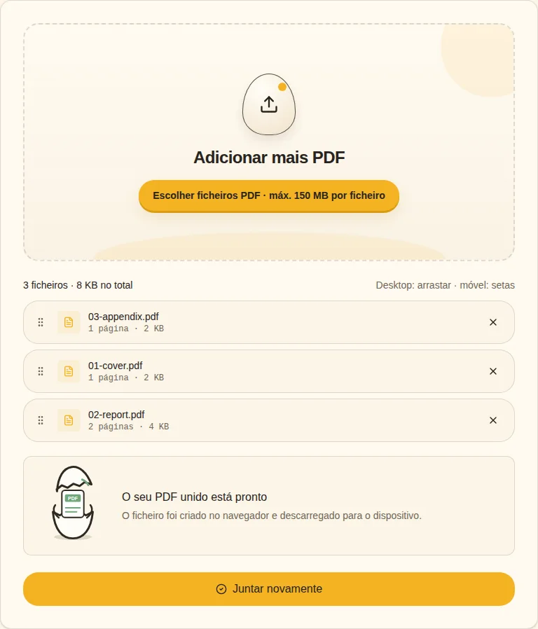 Verificar o download. PDF unido pronto