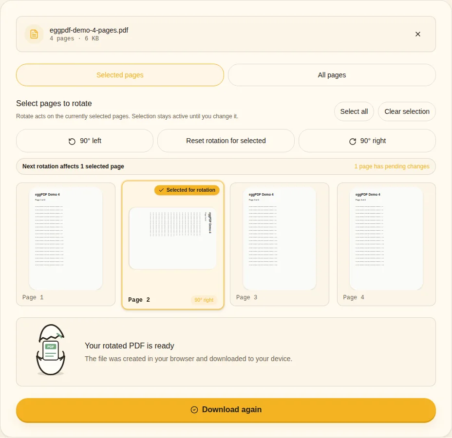 Apply and verify. Rotated PDF ready