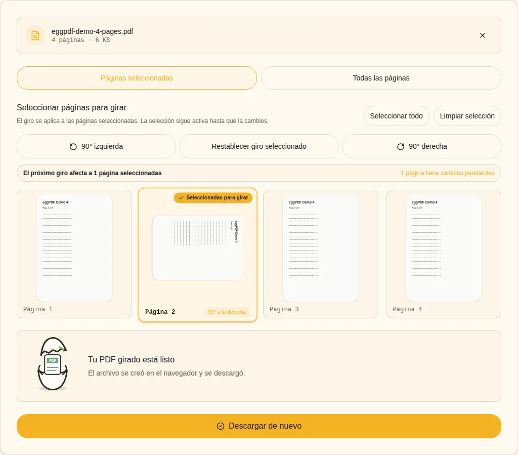 Aplicar y verificar. PDF girado listo