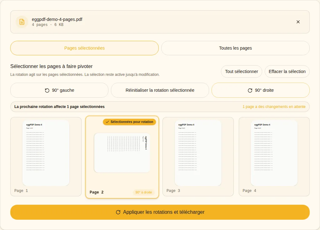 Pivoter à gauche ou à droite. 90° gauche / 90° droite