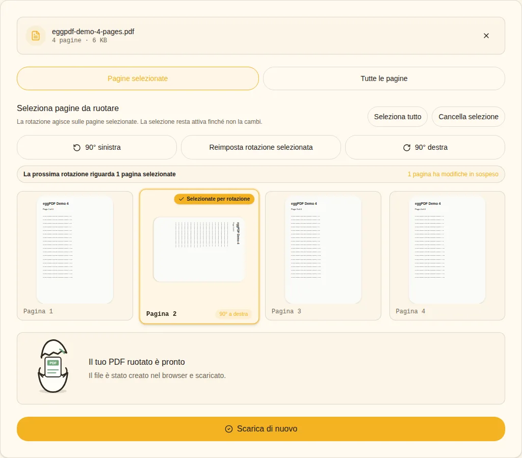 Applicare e verificare. PDF ruotato pronto